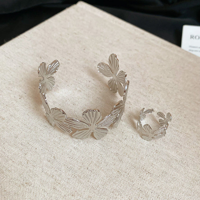 55# Ring Bracelet-Silver (Two-Piece Set)