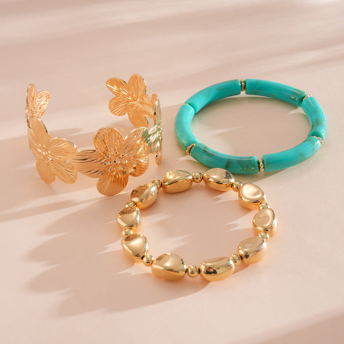86# Bracelet-Golden-Blue (Three-Piece Set)