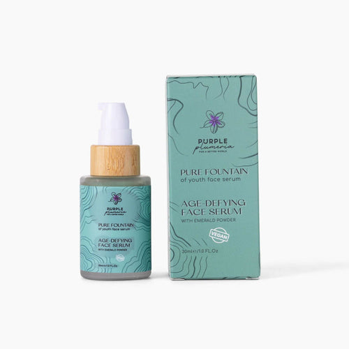 Anti Aging Natural Face Serum with Emerald Powder. Brightening & Smoothing for Mature Skin
