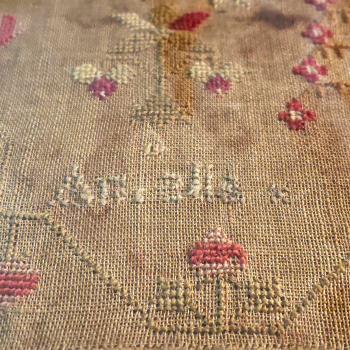 Antique 19th Century Framed Child's Embroidered Alphabet Sampler c. 1839