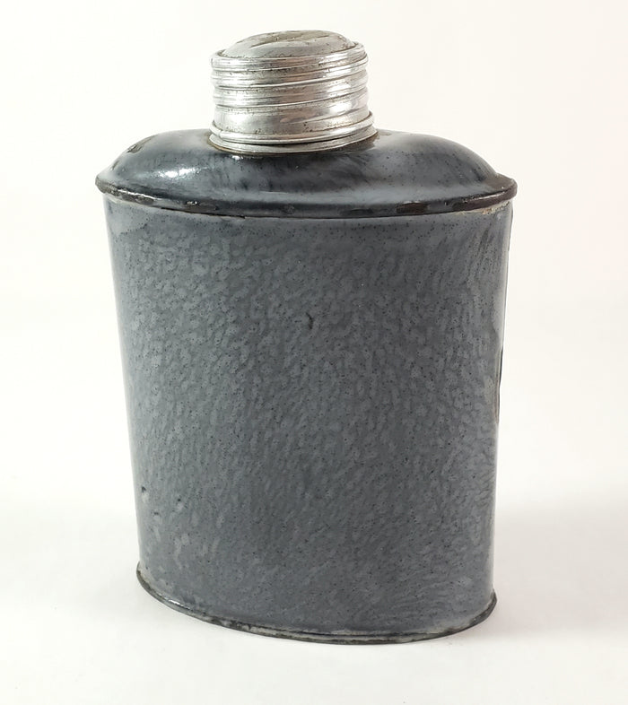 Antique Gray Graniteware Enamelware Flask 18 Fluid Ounce