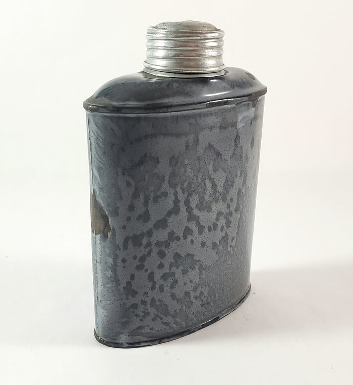 Antique Americana Gray Graniteware Enamelware Flask