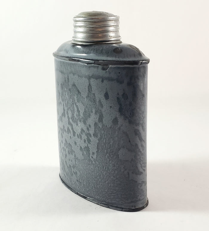 Antique Americana Gray Graniteware Enamelware Flask