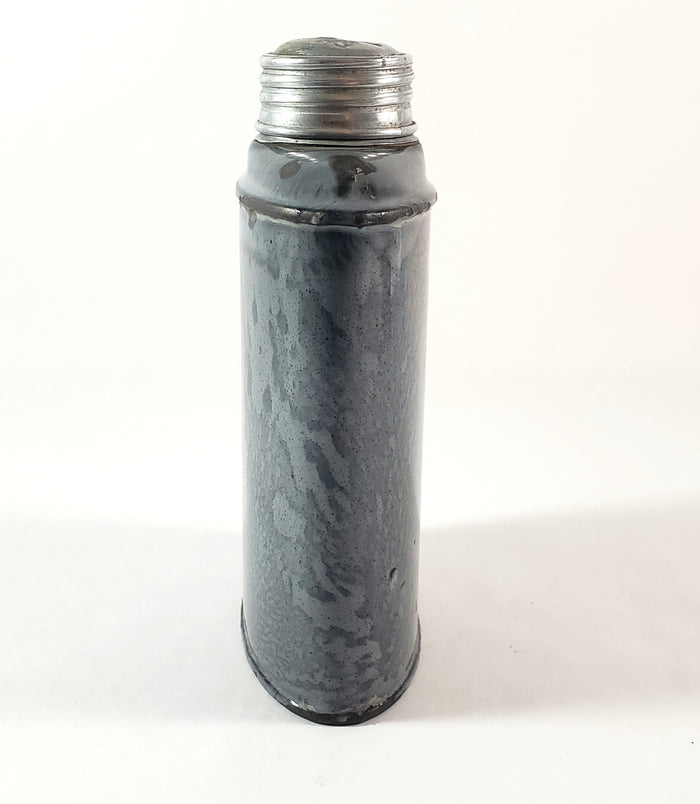 Antique Americana Gray Graniteware Enamelware Flask