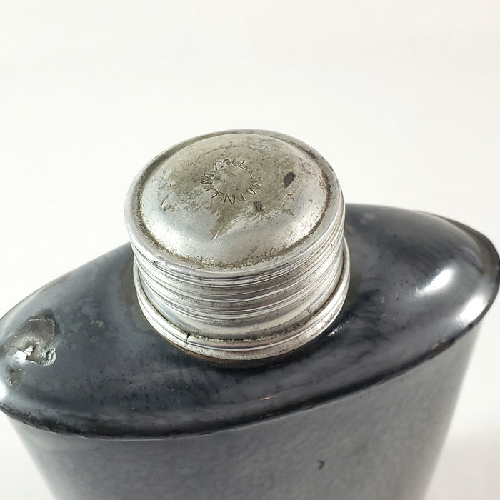 Antique Americana Gray Graniteware Enamelware Flask