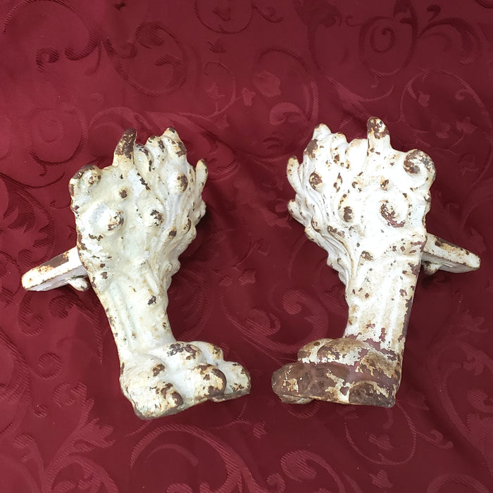 Antique Cast Iron Lion Claw Foot Bath Tub Legs, 7 1/2" Set of 2, Architectural Salvage
