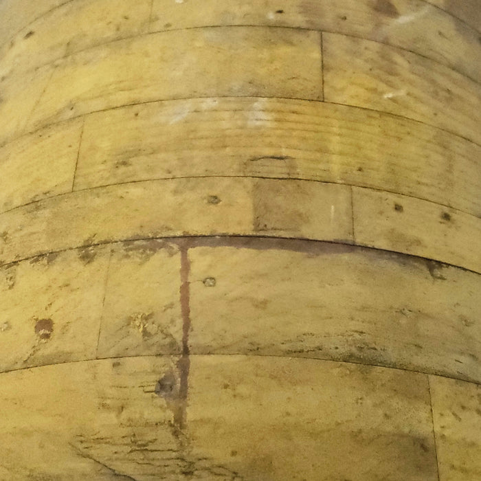Antique Country Primitive Large Wooden Bucket, 15" Tall Cylinder Older Yellow Paint
