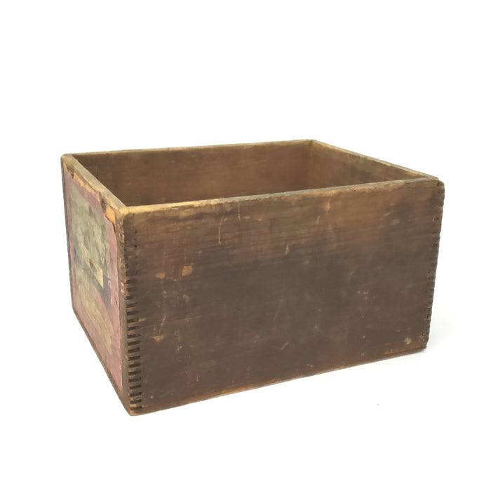 Antique General Store Advertising Box Finger Joint Corners Zanesville Ohio