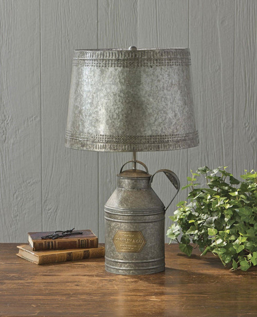 Antique Milk Can Lamp with Tin Shade - Olde Church Emporium