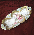 Antique Porcelain Celery or Relish Dish Highly Decorated Pierced Handles Germany