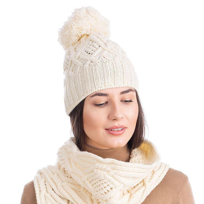 Aran Merino Wool Bobble Hat Made in Ireland - Olde Church Emporium