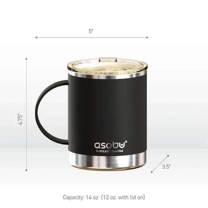 Asobu Insulated Stainless Steel Ceramic-Coated Coffee Mug - Black