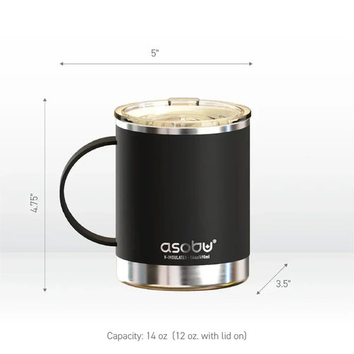 Asobu Insulated Stainless Steel Ceramic-Coated Coffee Mug - Black