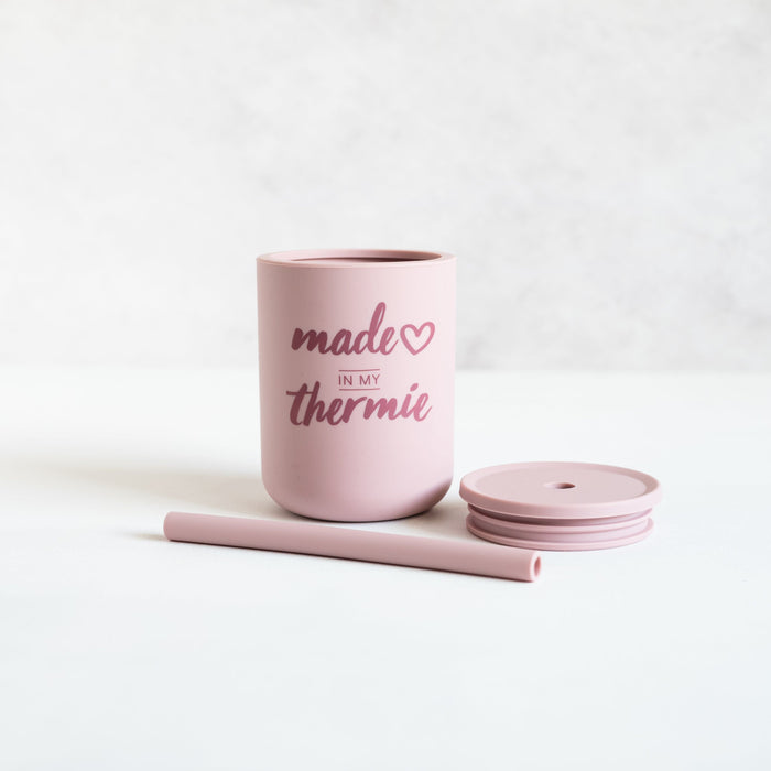 Pink sippy cup with remable lid and straw