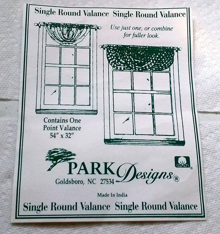 Bella Leaf Single Round Lined Valances 54" x 32"- Dotted Scroll Pattern - Olde Church Emporium