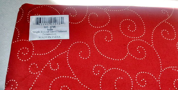 Bella Persimmon Single Round Lined Valances 54" x 32"- colors with dotted scroll pattern - Olde Church Emporium