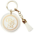 Big Sis White Round Tassel Keychain - CLEARANCE