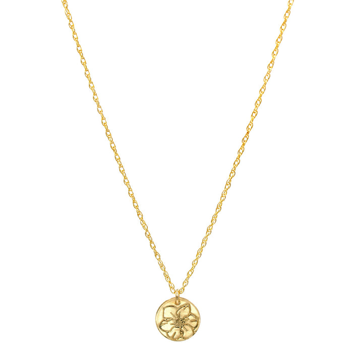 Birth Flowers Coin Necklace