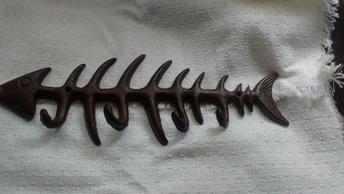 Cast Iron  -  Cast Iron Fish Scales Utility/Key Rack with 4 Hooks - Olde Church Emporium