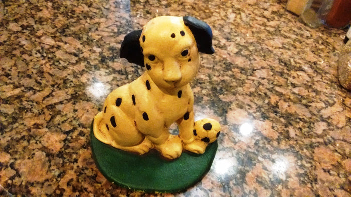 Cast Iron Door Stop - Puppy Dog with soccer ball Decorative Cute Cast Iron - Olde Church Emporium