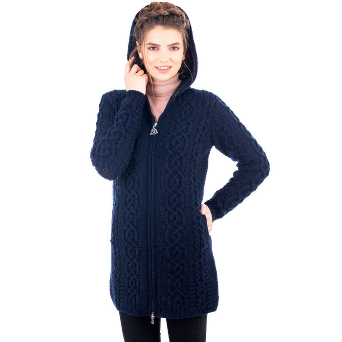 Celtic Merino Wool Aran Jacket 2 Colors 6 Sizes Made in Ireland - Olde Church Emporium