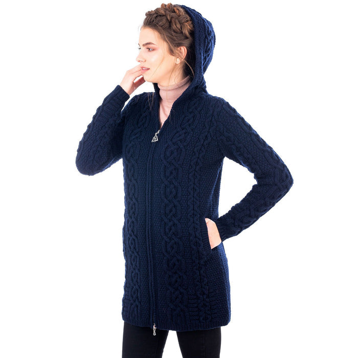 Celtic Merino Wool Aran Jacket 2 Colors 6 Sizes Made in Ireland - Olde Church Emporium