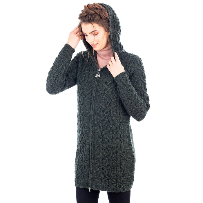 Celtic Merino Wool Aran Jacket 2 Colors 6 Sizes Made in Ireland - Olde Church Emporium