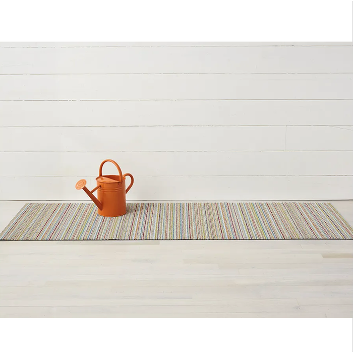 Chilewich Indoor Outdoor Shag Runner Mat - Skinny Stripe/ Rectangle / Soft Multicoloured / 24x72"