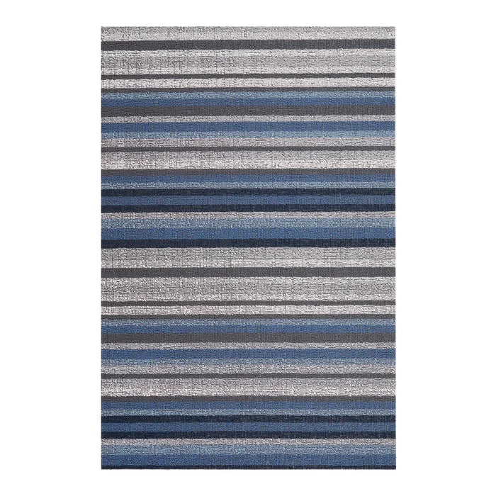 Chilewich Indoor Outdoor Shag Utility DoorMat - Horizon Stripe/ Rectangle / Deep Sea /24x36"