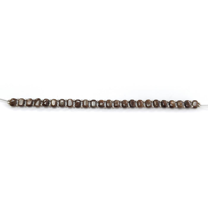 Chocolate Sapphire Smooth Loose Beads: 57.30cts Natural 925 Silver Golden Sapphire Gemstone Cushion Beads 7.5mm 6.75" Strand for Bracelet