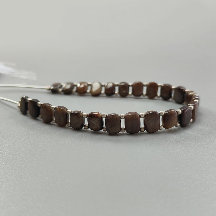 Chocolate Sapphire Smooth Loose Beads: 76.80cts Natural 925 Silver Golden Sapphire Gemstone Cushion Plain Beads 8.5mm 7" Strand for Bracelet (Copy) (Copy)