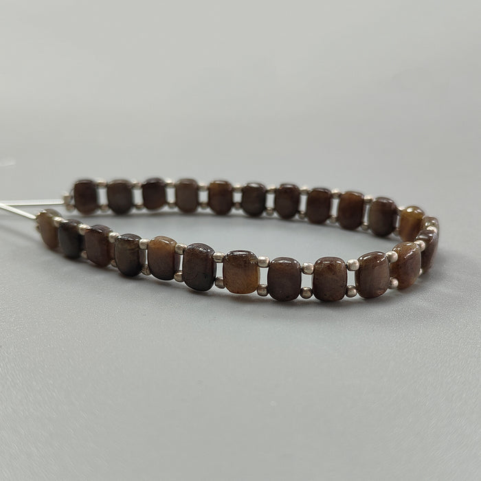 Chocolate Sapphire Smooth Loose Beads: 76.80cts Natural 925 Silver Golden Sapphire Gemstone Cushion Plain Beads 8.5mm 7" Strand for Bracelet (Copy)
