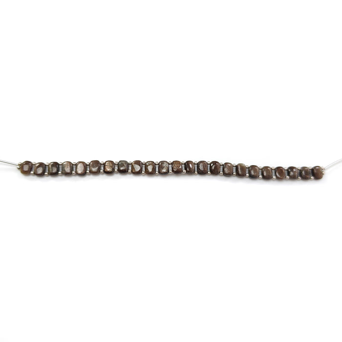 Chocolate Sapphire Smooth Loose Beads: 76.80cts Natural 925 Silver Golden Sapphire Gemstone Cushion Plain Beads 8.5mm 7" Strand for Bracelet
