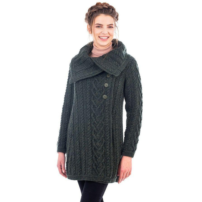 Classic Merino Wool Aran Cable Coat 6 Sizes 4 Colors Made in Ireland - Olde Church Emporium