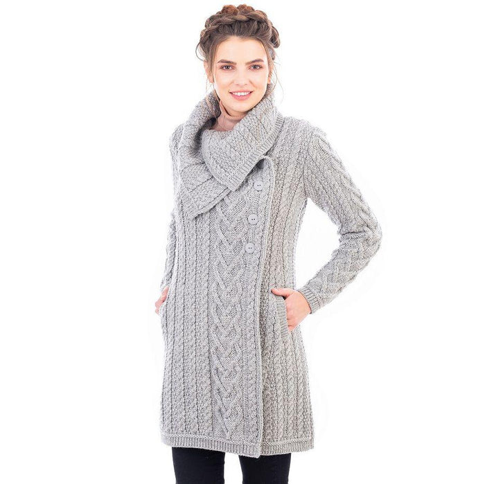 Classic Merino Wool Aran Cable Coat 6 Sizes 4 Colors Made in Ireland - Olde Church Emporium