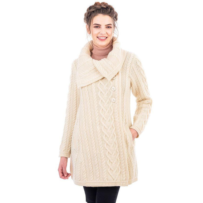 Classic Merino Wool Aran Cable Coat 6 Sizes 4 Colors Made in Ireland - Olde Church Emporium
