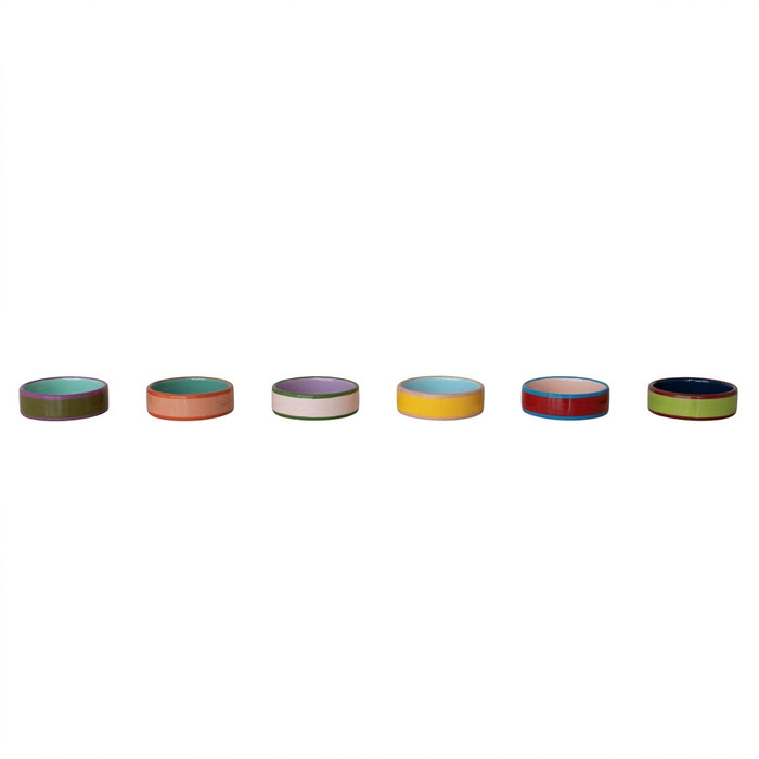 Creative Co-Op Enameled Metal Napkin Rings With Colored Edge - Set of 6