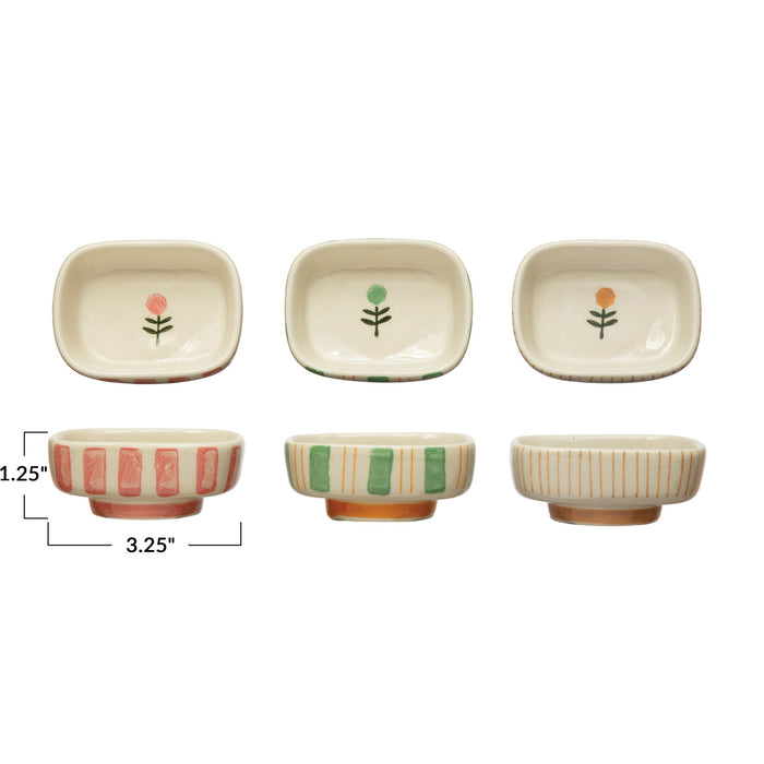 Creative Co-Op Hand-Painted Stoneware Dish - 3 Style Options
