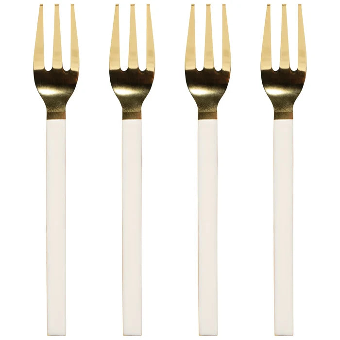 Danica Dessert Forks Set of 4 - Ivory-Gold