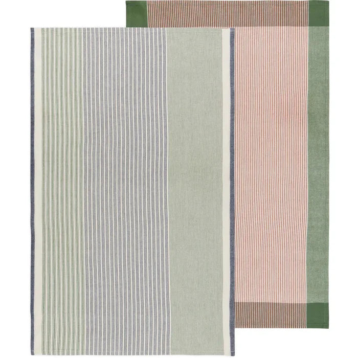 Danica Heirloom Array Stripe Dishtowel - Set of 2 / Jade Green