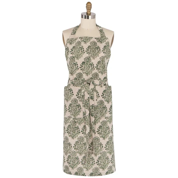 Danica Heirloom Block Print Apron - Viridian