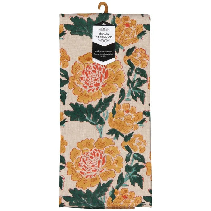 Danica Heirloom Block Print Dishtowel - Goldenrise