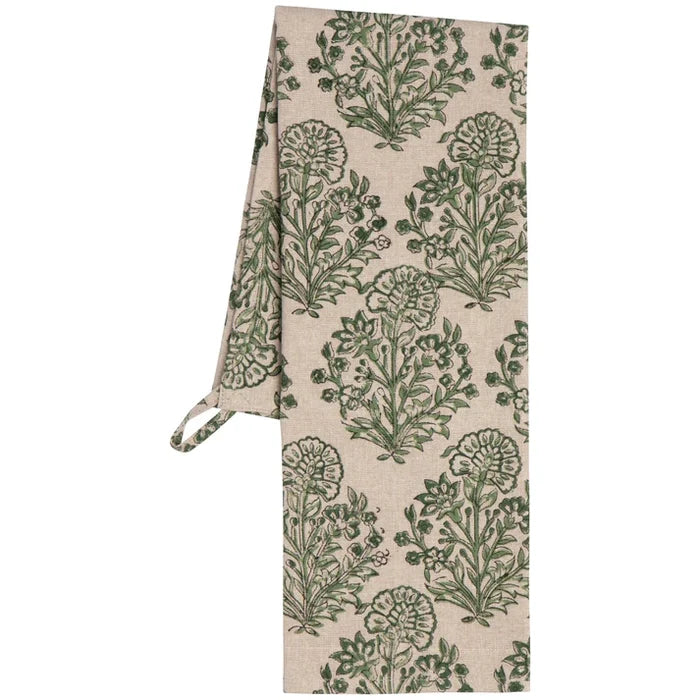 Danica Heirloom Block Print Dishtowel - Viridian