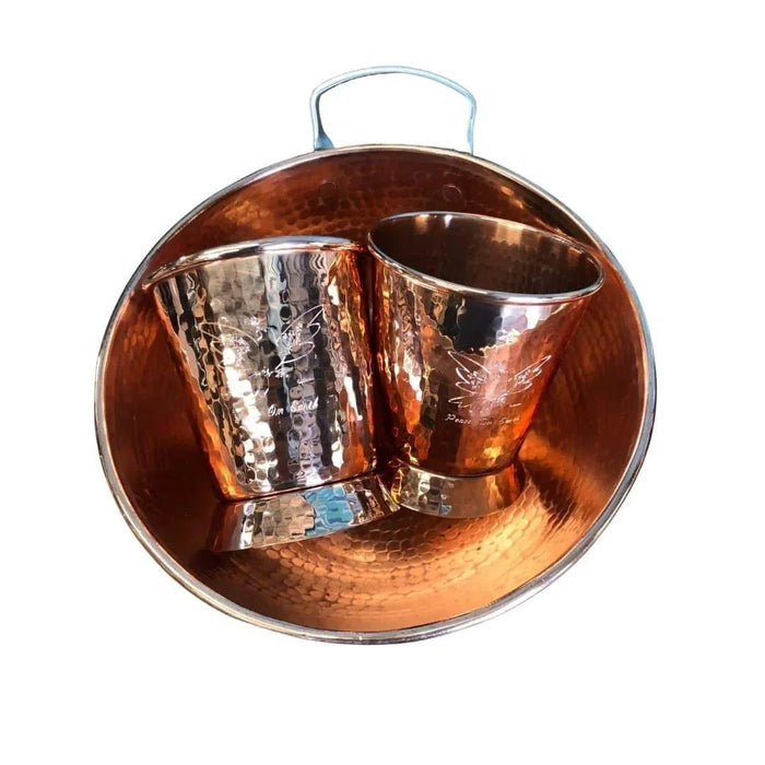 3  piece hammered copper engraved eggnog set. Your Western Decor