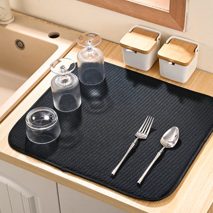 Envision Home Dish Drying Mat 16" x 18" - Black