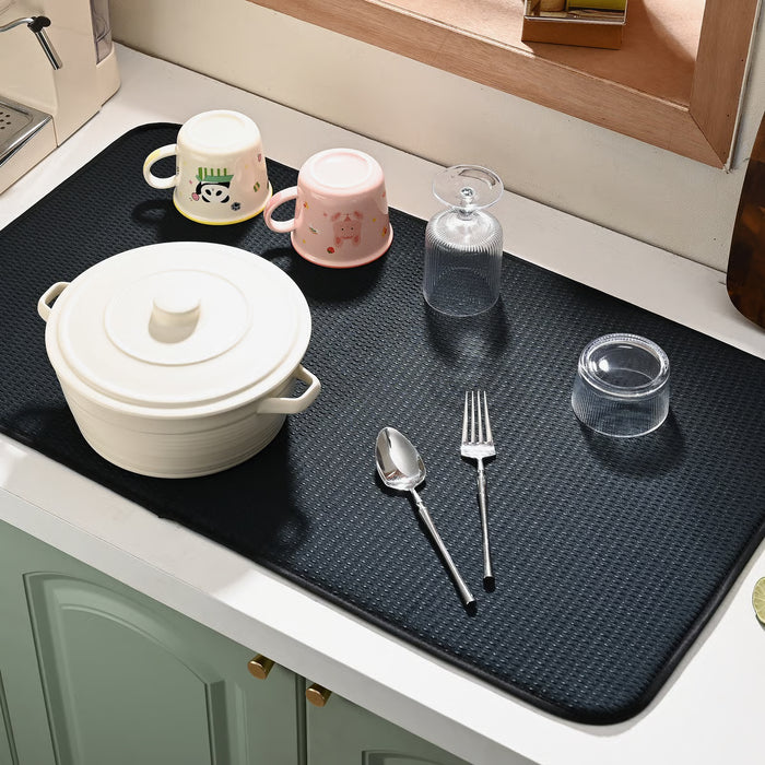 Envision Home Dish Drying Mat 18" x 32"  -  Black