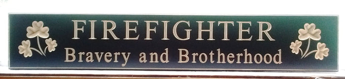 First Responders Wooden Signs- Policeman or Fireman Black Signs with Shamrock Designs - Olde Church Emporium