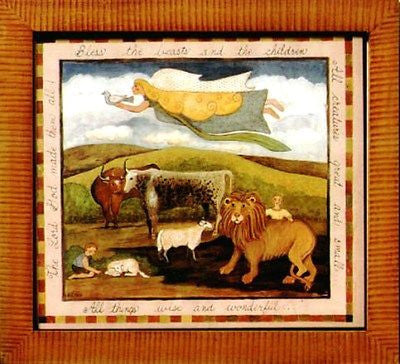 Fractur - Blessing for Beasts, American Folk Art, Collectible, Affordable Art [Home Decor]- Olde Church Emporium
