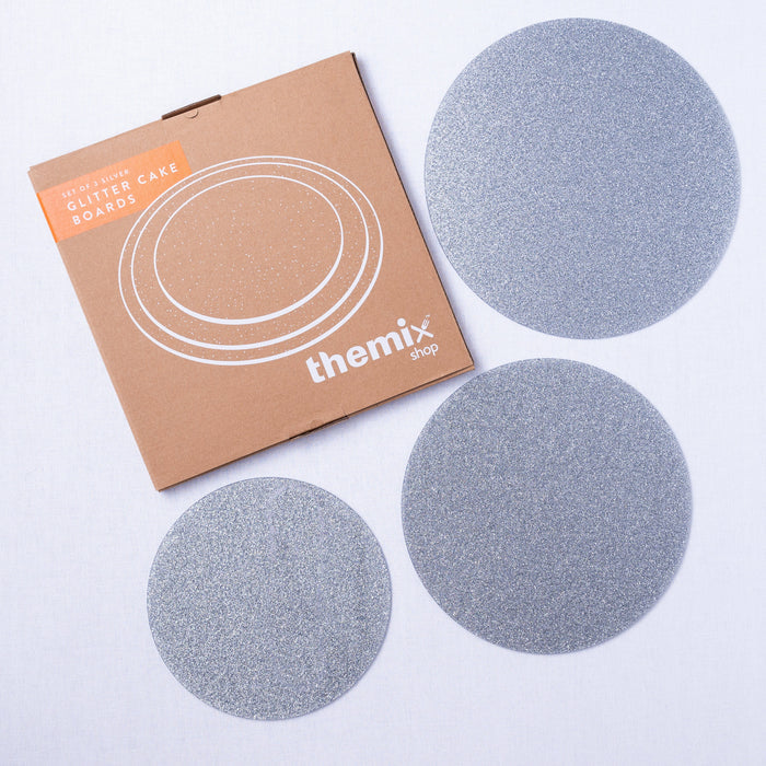 TheMix Shop Bakeware Glitter Cake Board Silver Set of 3