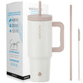 Grosche ASPEN Insulated Tumbler with Handle and Straw, 40oz - Cream White